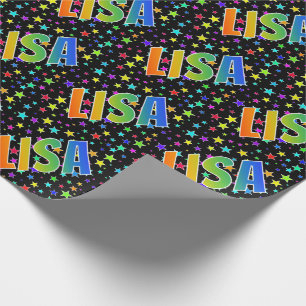 Regenbogen Vorname "LISA" + Sterne Geschenkpapier