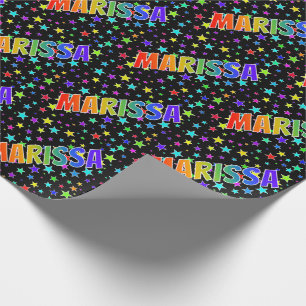 Regenbogen Vorname "MARISSA" + Sterne Geschenkpapier