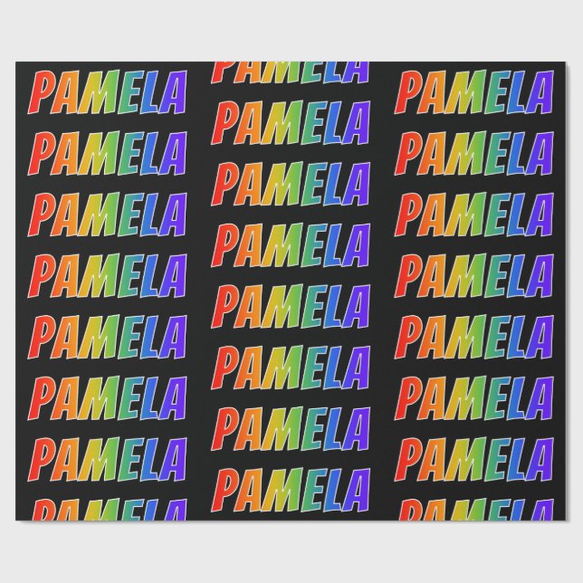 Regenbogen- Vorname "PAMELA"; Spaß u. buntes Geschenkpapier (Flach)