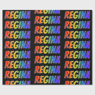 Regenbogen- Vorname "REGINA"; Spaß u. buntes Geschenkpapier