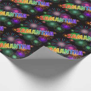 Regenbogen Vorname "SAMANTHA" + Feuerwerk Geschenkpapier