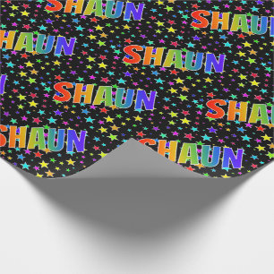 Regenbogen Vorname "SHAUN" + Sterne Geschenkpapier