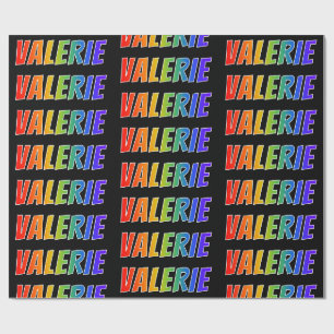 Regenbogen Vorname "VALERIE"; Spaß & Bunt Geschenkpapier