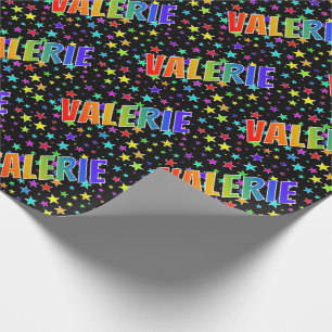 Regenbogen Vorname "VALERIE" + Sterne Geschenkpapier