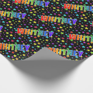 Regenbogen Vorname "WHITNEY" + Sterne Geschenkpapier