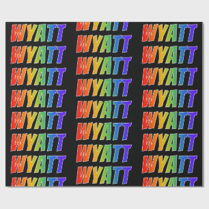 Regenbogen Vorname "WYATT"; Lustig & Bunt Geschenkpapier