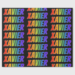 Regenbogen Vorname "XAVIER"; Spaß & Bunt Geschenkpapier