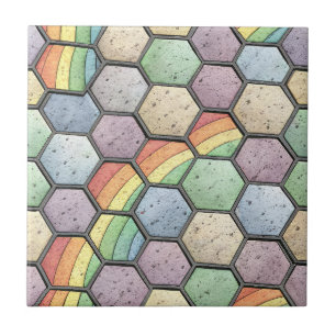 Regenbogen-Waben-Mosaik – Sechseckige Fliese