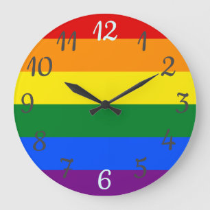 Regenbogen-Wanduhr mit Pride-Flagge Große Wanduhr