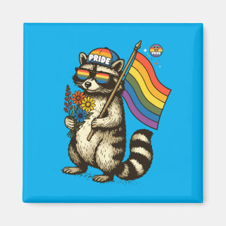 Regenbogen-Waschbär-Blumenparade Süßes Tier Magnet