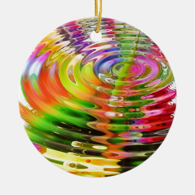 Regenbogen-Wasser-Ringe Keramik Ornament (Vorne)