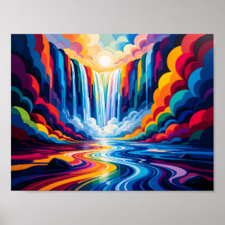 Regenbogen-Wasserfall-Abstraktes Wandkunst-Print Poster