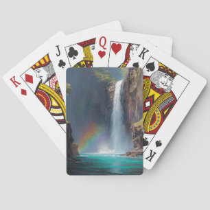 Regenbogen-Wasserfall-Fantasie-Szene-Spielkarten Spielkarten