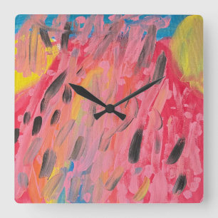 Regenbogen Wasserfallmalerei Quadratische Wanduhr