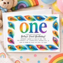 Regenbogen-Wasserfarbe 1. Geburtstag | Farbige Bab