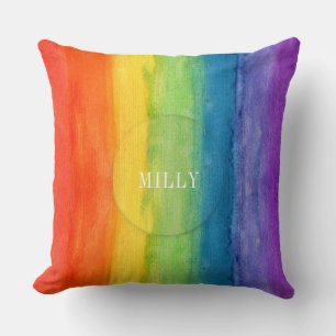 Regenbogen-Wasserfarbe Moderne Personalisierte Nam Kissen