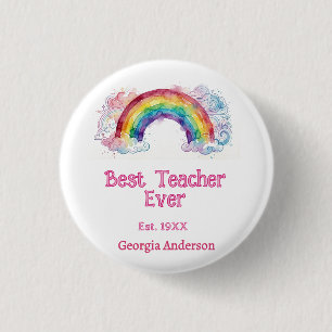 Regenbogen Wasserfarbe Pastell bester Lehrer ever  Button