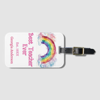 Regenbogen Wasserfarbe Pastell bester Lehrer ever Gepäckanhänger