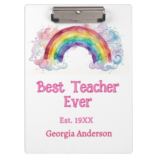 Regenbogen Wasserfarbe Pastell bester Lehrer ever Klemmbrett