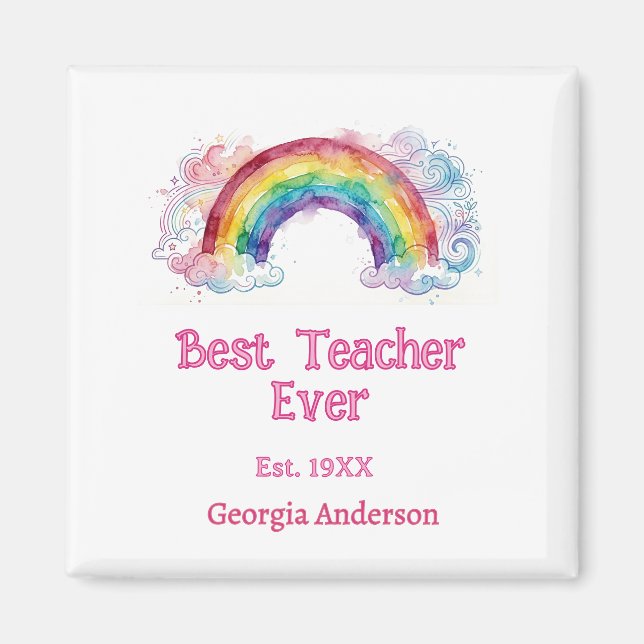 Regenbogen Wasserfarbe Pastell bester Lehrer ever  Magnet (Vorne)