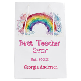 Regenbogen Wasserfarbe Pastell bester Lehrer ever Mittlere Geschenktüte