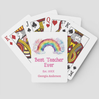 Regenbogen Wasserfarbe Pastell bester Lehrer ever Spielkarten