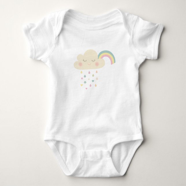 Regenbogen Wasserfarbe Rosa WolkenPastelle Baby Strampler (Vorderseite)