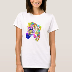 Regenbogen-Wasserfarben-Farbspritzer-Zebra-Grafik T-Shirt