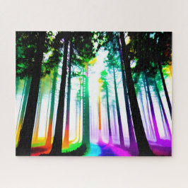 Regenbogen Wasserfarben mit Schwarzwald mit Silhou