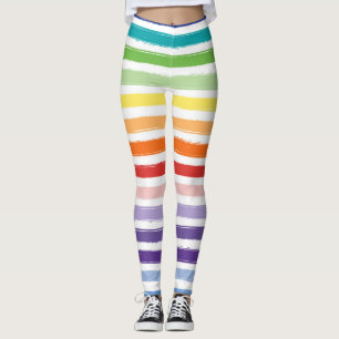 Regenbogen-Wasserfarben-Pinsel-Streifenmuster Leggings