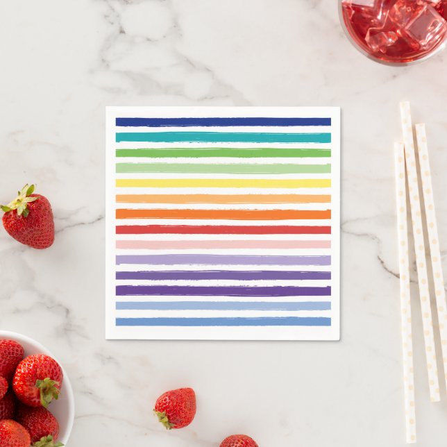 Regenbogen-Wasserfarben-Pinsel-Streifenmuster Serviette (Beispiel)
