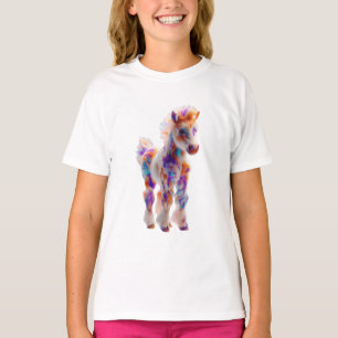 Regenbogen-Wasserfarben-Pony-Illustration Kinder T-Shirt