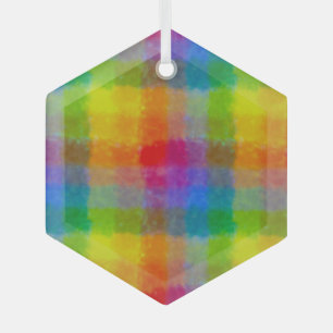 Regenbogen-Wasserfarben-Quadrate Ornament Aus Glas