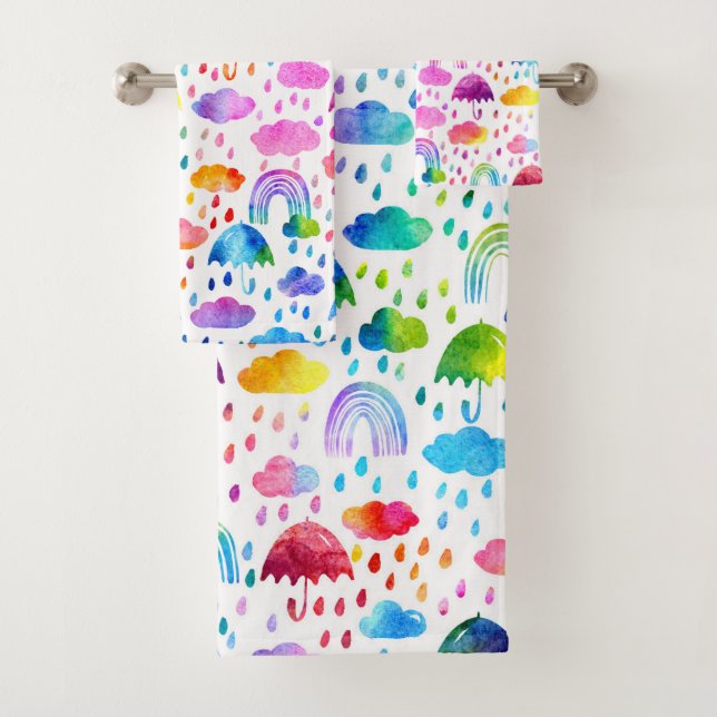 Regenbogen Wasserfarben Regenbogen Regenschirme Badhandtuch Set (Insitu)
