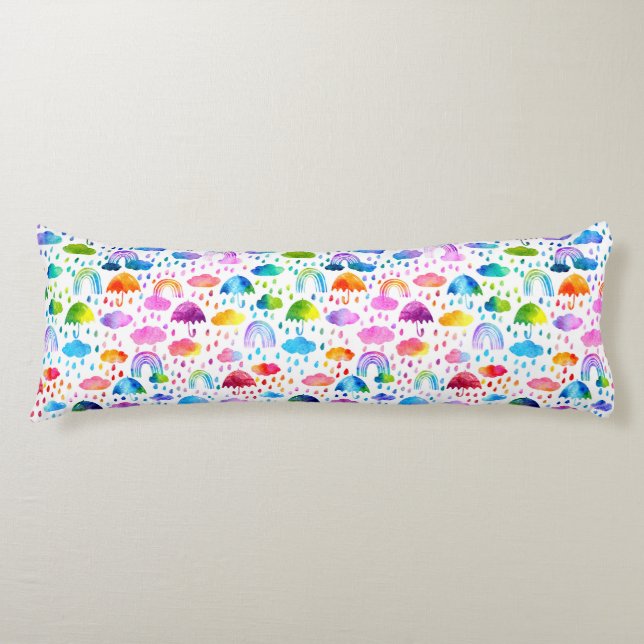 Regenbogen Wasserfarben Regenbogen Regenschirme Seitenschläferkissen (Vorderseite)