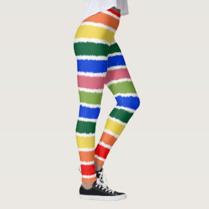 Regenbogen-Wasserfarben-Streifen Bunt Leggings