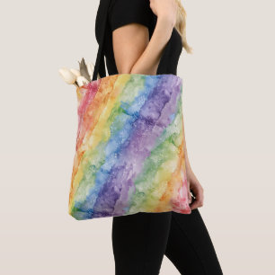 Regenbogen-Wasserfarben-Streifenmuster Tasche