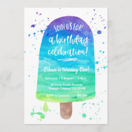 Regenbogen-WasserfarbePopsicle der Einladung