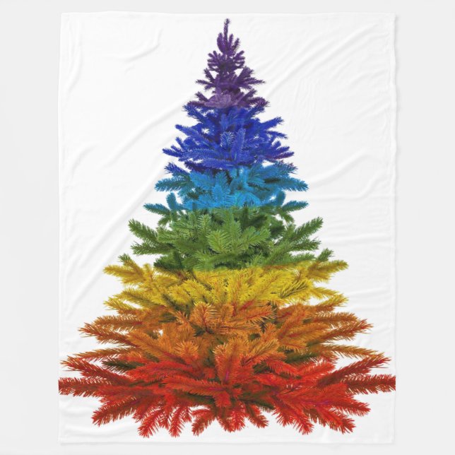 Regenbogen-Weihnachtsbaum Fleecedecke (Vorderseite)
