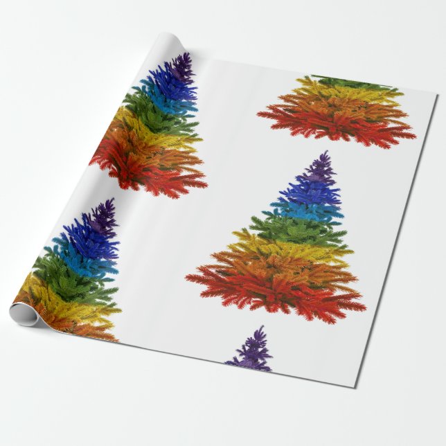 Regenbogen-Weihnachtsbaum Geschenkpapier (Ungerollt)