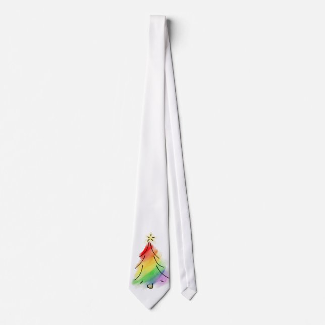 Regenbogen-Weihnachtsbaum Krawatte (Vorderseite)