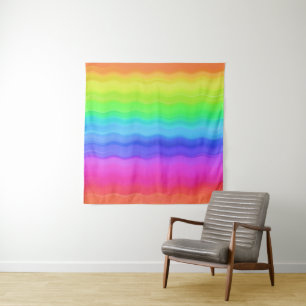 Regenbogen-Wellig-Welle-Allmählicher-Pastellfarbe Wandteppich