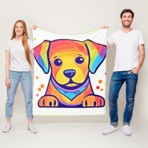 Regenbogen-Welpenliebe Fleecedecke