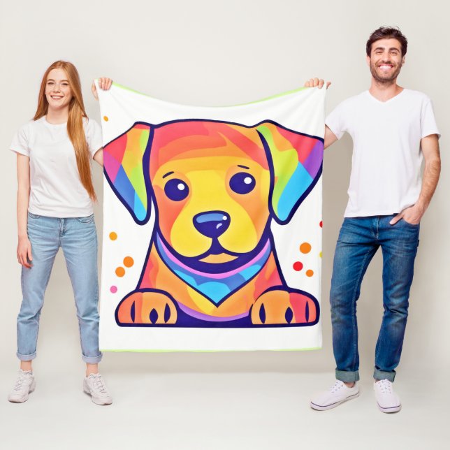 Regenbogen-Welpenliebe Fleecedecke (Beispiel)