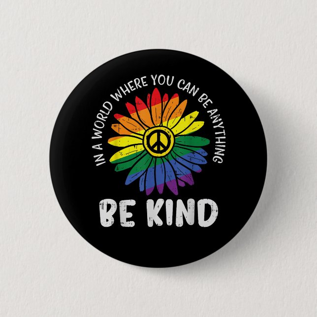 Regenbogen Welt sei freundlich Button (Vorderseite)