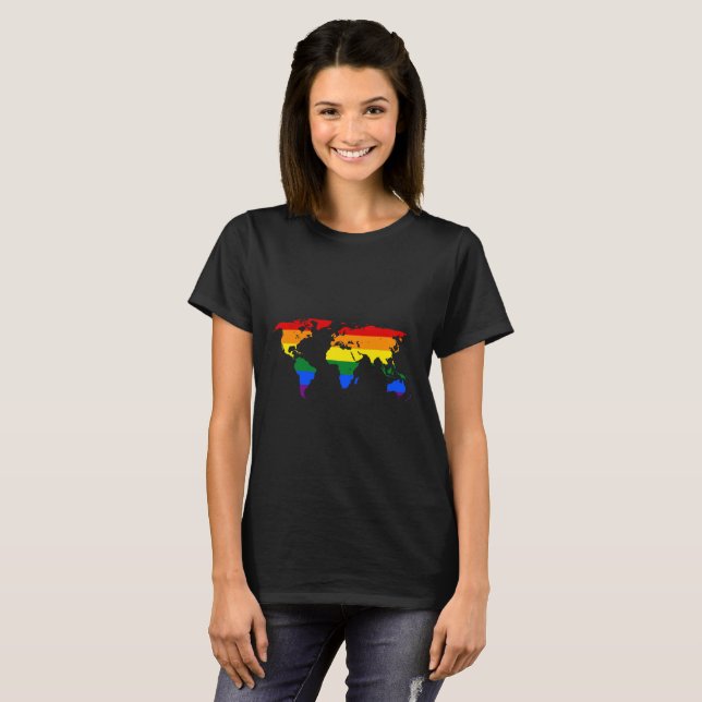 Regenbogen-Weltkarte-1192306_1920 T-Shirt (Vorne ganz)