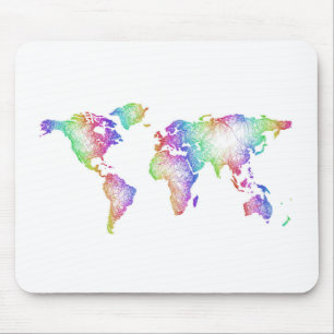 Regenbogen-Weltkarte Mousepad