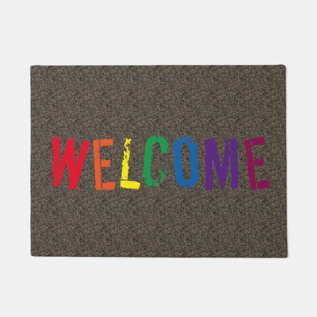 Regenbogen-Willkommen Fußmatte (Vorderseite)