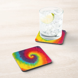 Regenbogen Wirbel Tie Dye Groovy Coole Bunte Farbe Getränkeuntersetzer