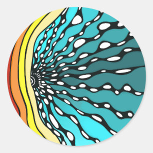 Regenbogen-Wohngestaltung-Retrosticker Runder Aufkleber